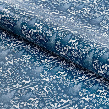 Wrapping Paper Roll Christmas Scape Gloss Teal (50cmx50m)