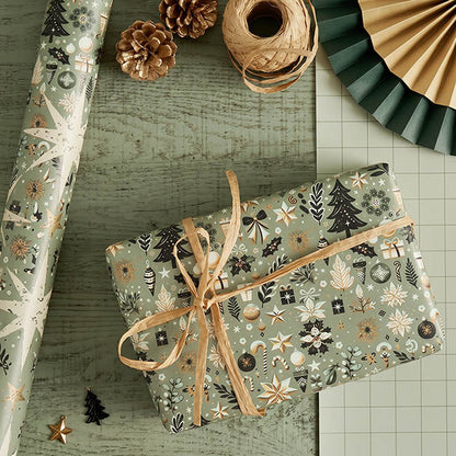 Wrapping Paper Roll Holiday Grove Gloss Green (50cmx50m)