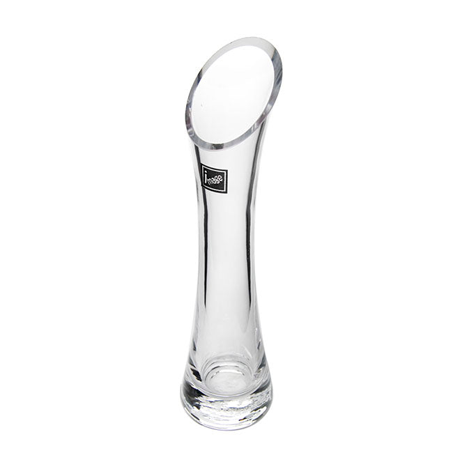 Glass Cylinder Waisted Bud Vase Diag Top Clear (6Dx23cmH)