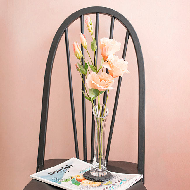 Glass Cylinder Waisted Bud Vase Diag Top Clear (6Dx23cmH)