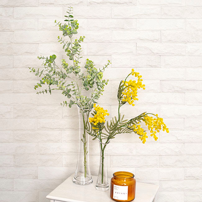 Glass Cylinder Waisted Bud Vase Diag Top Clear (6Dx23cmH)