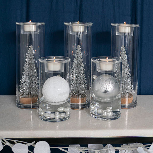 Glass Vase Cylinder with Tealight Holder Clear (9cmDx16cmH)