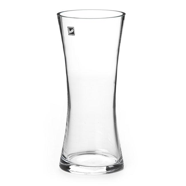 Glass Rosette Vase Concaved Sided Clear (12Dx28cmH)