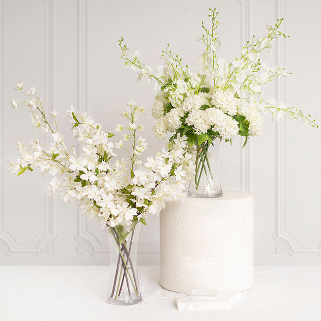 Glass Rosette Vase Concaved Sided Clear (12Dx20cmH)