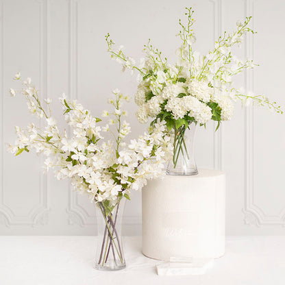 Glass Rosette Vase Concaved Sided Clear (12Dx20cmH)