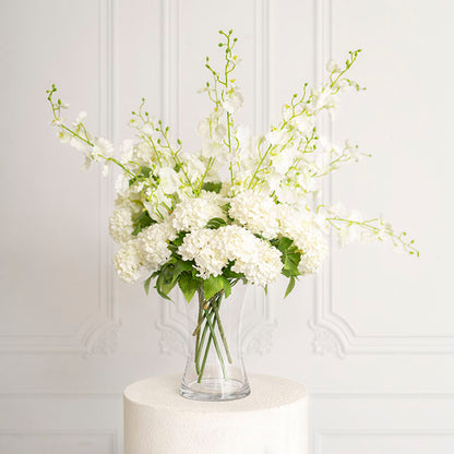 Glass Rosette Vase Concaved Sided Clear (12Dx20cmH)