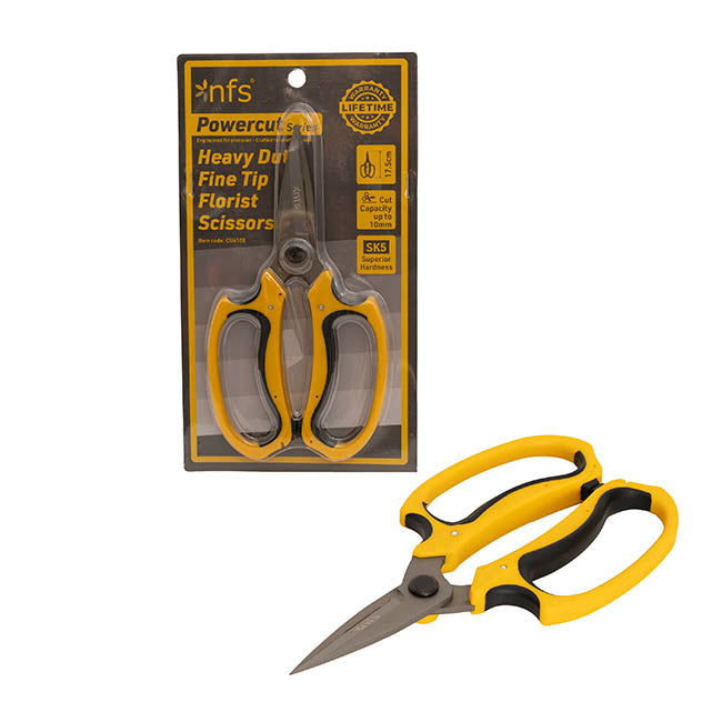 Scissors Heavy Duty Floral Ippon Fine Tip Yellow (17.5cm/7")