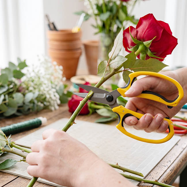 Scissors Heavy Duty Floral Ippon Fine Tip Yellow (17.5cm/7")