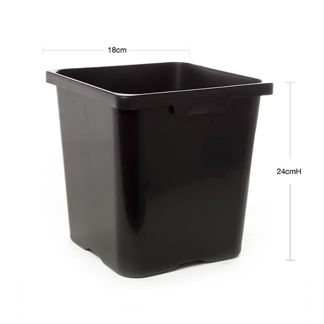 Flower Bucket Plastic Square 06L Black (18x24cmH)