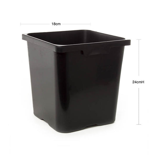 Flower Bucket Plastic Square 06L Black (18x24cmH)