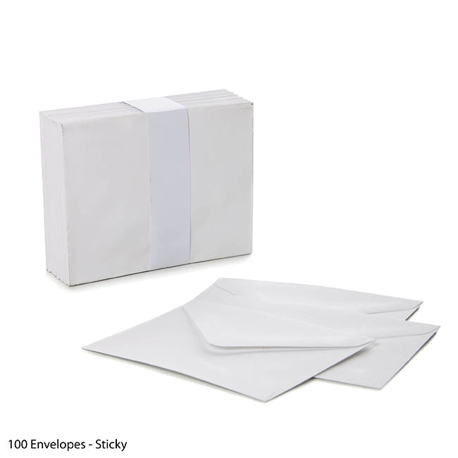 White Envelopes Lick & Stick (85x110mm) Pack 100