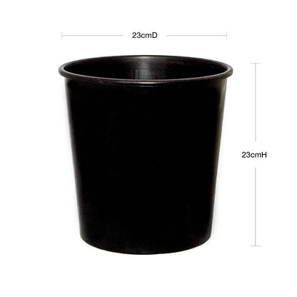 Flower Bucket Sturdy Plastic Round 07L Black (23Dx23cmH)