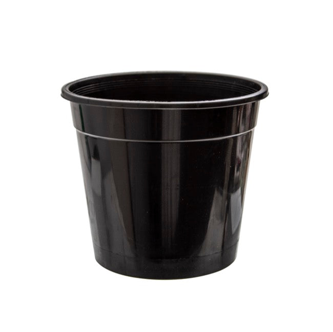 Flower Bucket Sturdy Plastic Round 08L Black (25Dx23.5cmH)