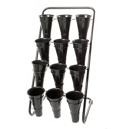 Flower Display Stand 12 Plastic Vase Black (60X65x123cmH)
