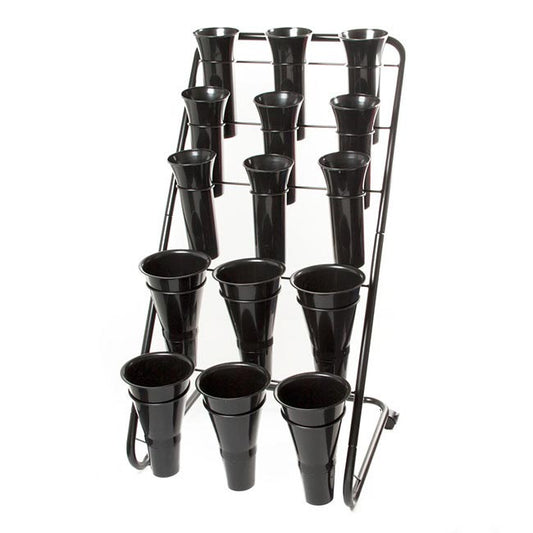 Flower Display Stand 15 Plastic Vase Black (60X65x123cmH)