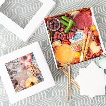 Gourmet Grazing Gift Box Window Sq White (24x24x9cmH)