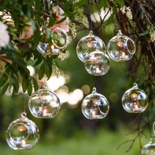 Glass Tealight HolderHanging Ball 10cmD*12cmH Clear