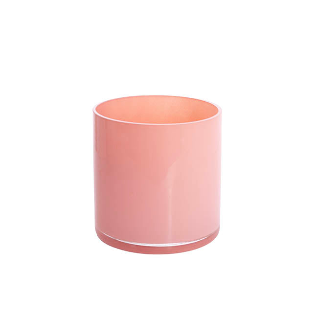 Glass Coloured Cylinder Blossom Vase (12Dx12cmH) Pink