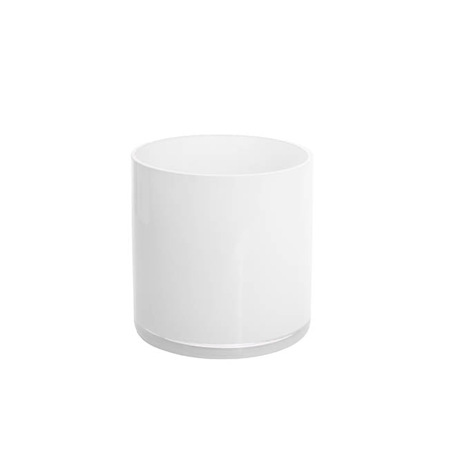 Glass Coloured Cylinder Blossom Vase (12Dx12cmH) White