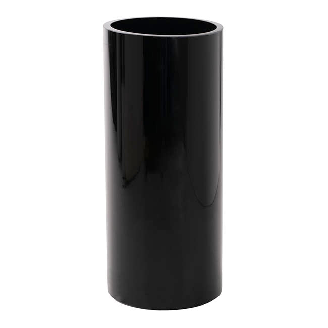 Glass Cylinder Vase Black (12Dx28cmH)