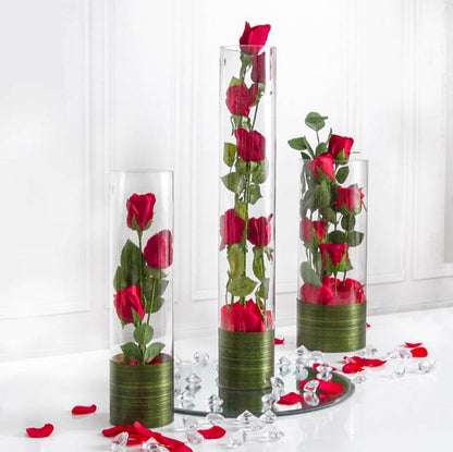 Glass Cylinder Vase Clear (10Dx30cmH)