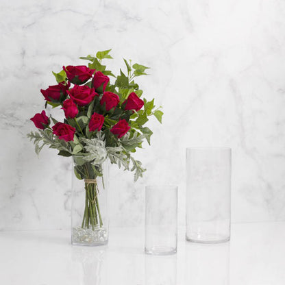 Glass Cylinder Vase Clear (10Dx30cmH)