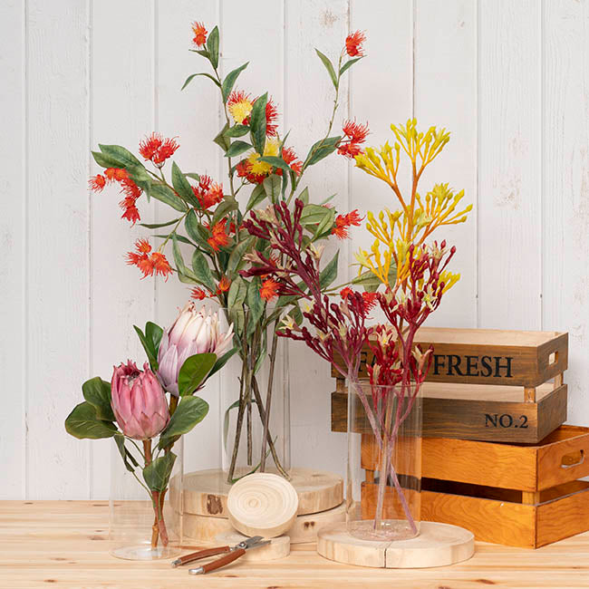 Glass Cylinder Floral Event Vase Clear (12Dx30cmH)