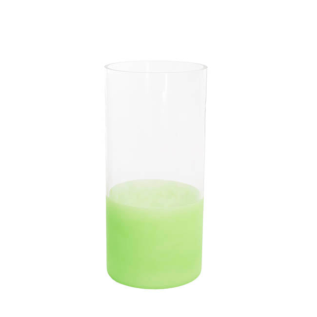 Glass Cylinder Vase Clear (12Dx25cmH) Dual Finish Green