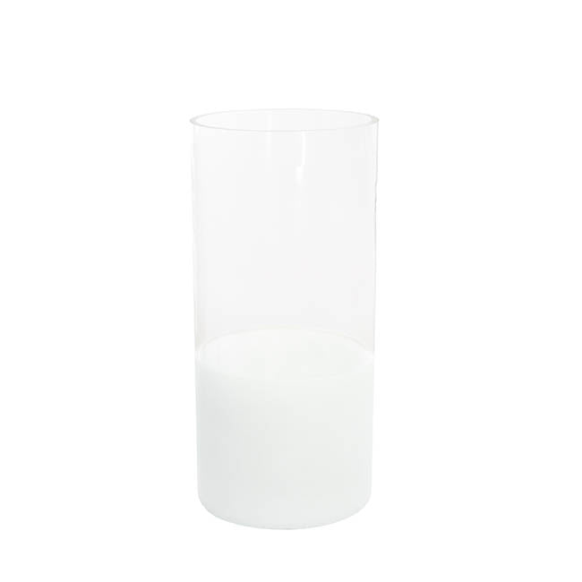 Glass Cylinder Vase Clear (12Dx25cmH) Dual Finish White