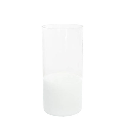 Glass Cylinder Vase Clear (12Dx25cmH) Dual Finish White