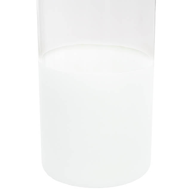 Glass Cylinder Vase Clear (12Dx25cmH) Dual Finish White