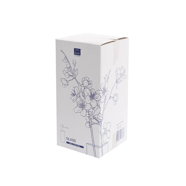 Glass Cylinder Vase Clear (12Dx25cmH) Dual Finish White