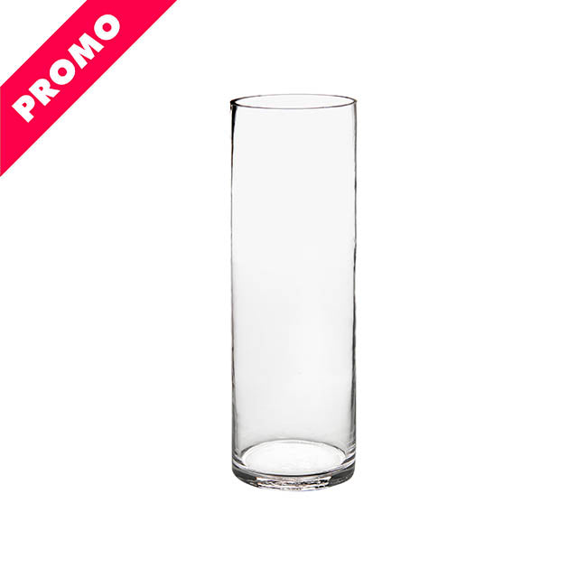 Glass Cylinder Vase Clear (10Dx30cmH) Promo