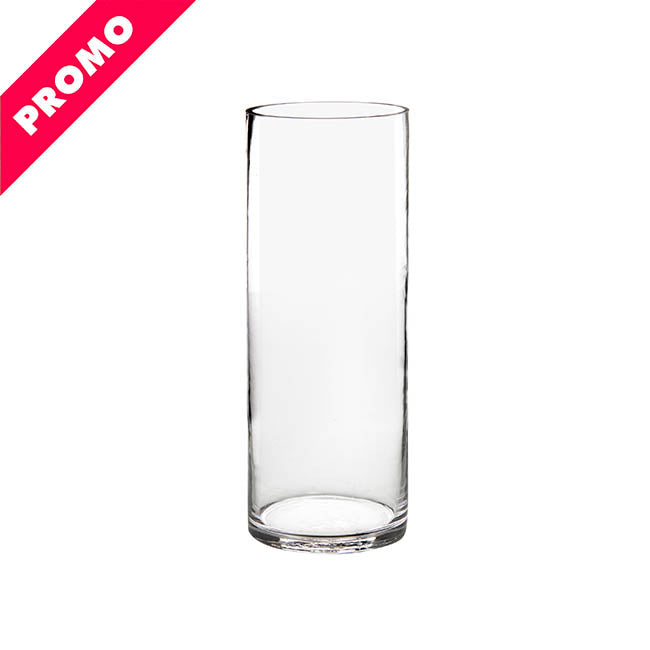 Glass Cylinder Vase Clear (12Dx30cmH) Promo
