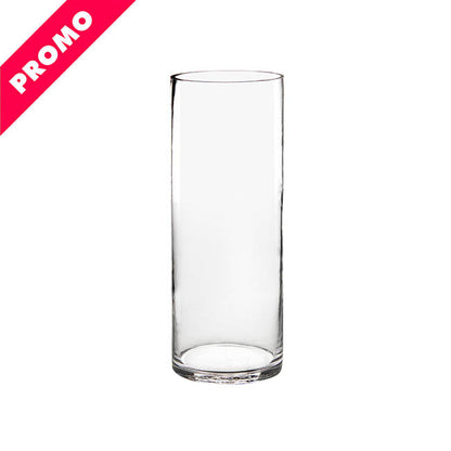 Glass Cylinder Vase Clear (12Dx30cmH) Promo