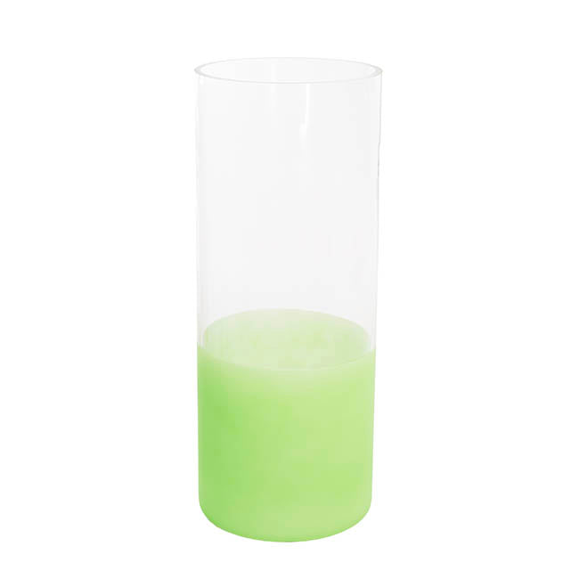 Glass Cylinder Vase Clear (12Dx30cmH) Dual Finish Green