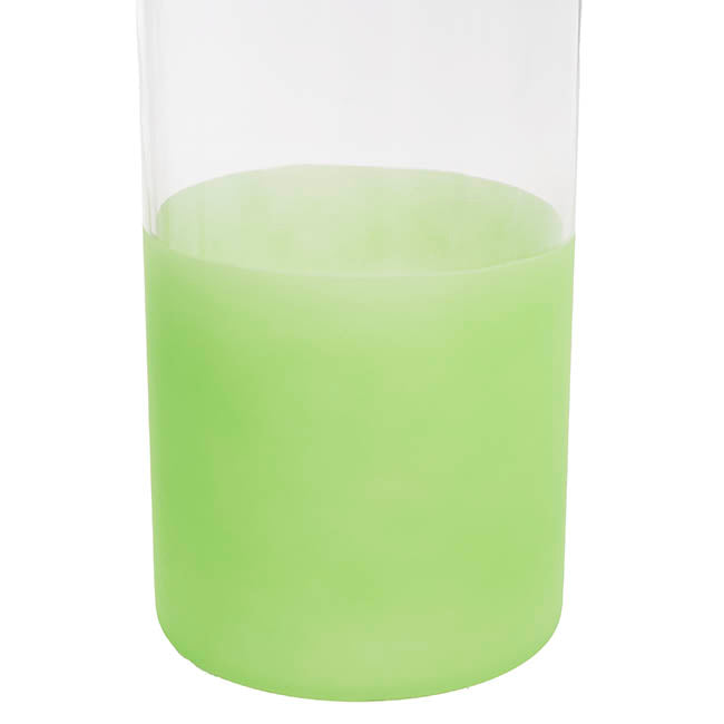 Glass Cylinder Vase Clear (12Dx30cmH) Dual Finish Green