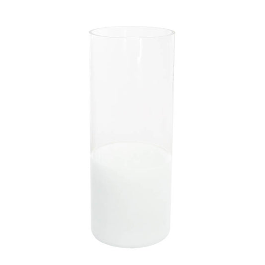 Glass Cylinder Vase Clear (12Dx30cmH) Dual Finish White