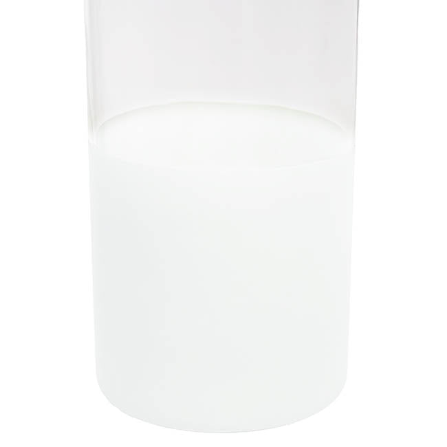 Glass Cylinder Vase Clear (12Dx30cmH) Dual Finish White