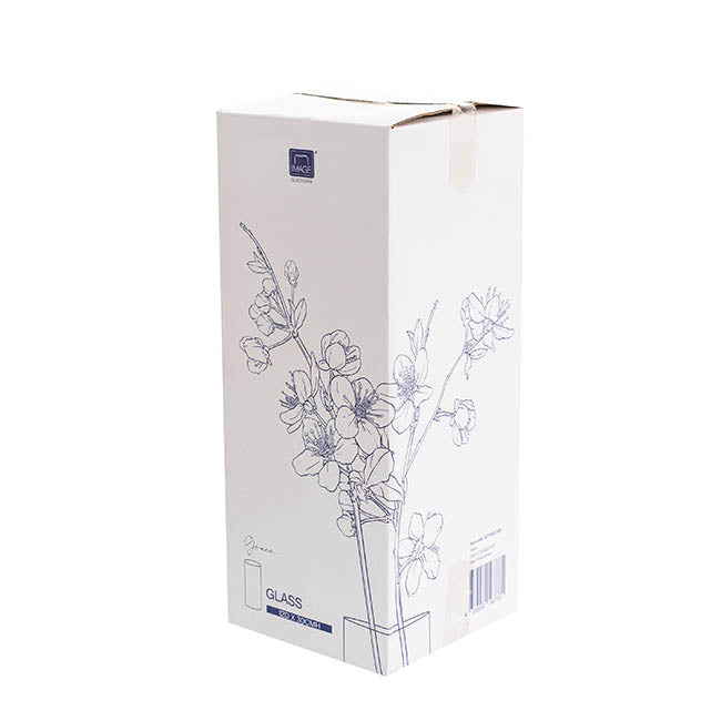 Glass Cylinder Vase Clear (12Dx30cmH) Dual Finish White