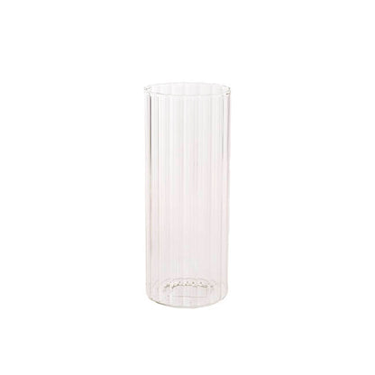 Glass Cylinder Floral Event Vase Ribbed Clear (10Dx20cmH)