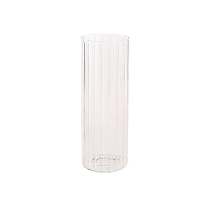 Glass Cylinder Floral Event Vase Ribbed Clear (10Dx25cmH)