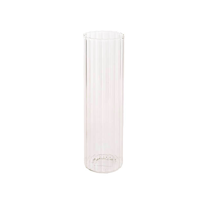 Glass Cylinder Floral Event Vase Ribbed Clear (10Dx30cmH)