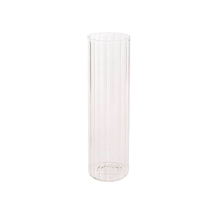 Glass Cylinder Floral Event Vase Ribbed Clear (10Dx30cmH)
