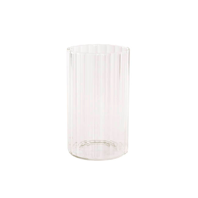 Glass Cylinder Floral Event Vase Ribbed Clear (12Dx20cmH)