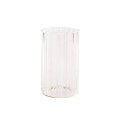 Glass Cylinder Floral Event Vase Ribbed Clear (12Dx20cmH)