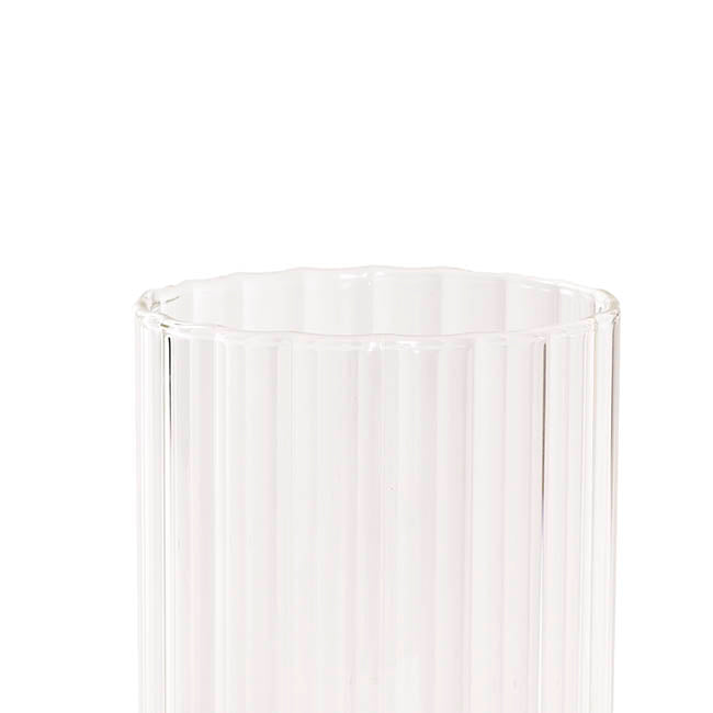 Glass Cylinder Floral Event Vase Ribbed Clear (12Dx20cmH)
