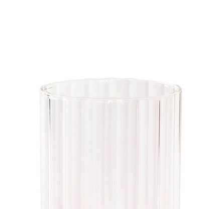 Glass Cylinder Floral Event Vase Ribbed Clear (12Dx20cmH)
