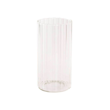 Glass Cylinder Floral Event Vase Ribbed Clear (12Dx25cmH)