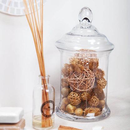 Glass Candy Jar Cylinder with Lid Clear (16.5Dx32cmH)